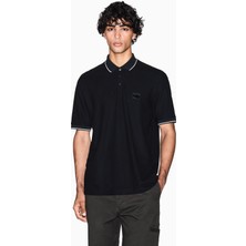 Armani Exchange Erkek Kısa Kollu Pamuklu Düğme Kapama Siyah Polo Yaka T-Shirt XM001393 AF16262-UC001
