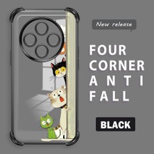 HONTINGA Xiaomi Redmi 14C ile Uyumlu Şeffaf Kılıfı Düşüme Önleyici Basitlik Anti Düşme Kamera Korumali Kedi Desen Yumuşak Silikon Telefon Kılıfı Kadın ve Erkek Için Uygundur K3-0217