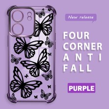 HONTINGA Xiaomi Redmi 13C ile Uyumlu Şeffaf Kılıfı Düşüme Önleyici Basitlik Anti Düşme Kamera Korumali Kelebek Desen Yumuşak Silikon Telefon Kılıfı Kadın ve Erkek Için Uygundur K3-0215