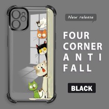 HONTINGA iPhone 11 ile Uyumlu Şeffaf Kılıfı Düşüme Önleyici Basitlik Anti Düşme Kamera Korumali Kedi Desen Yumuşak Silikon Telefon Kılıfı Kadın ve Erkek Için Uygundur K3-0217