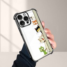 HONTINGA iPhone 15 Pro ile Uyumlu Şeffaf Kılıfı Düşüme Önleyici Basitlik Anti Düşme Kamera Korumali Kedi Desen Yumuşak Silikon Telefon Kılıfı Kadın ve Erkek Için Uygundur K3-0217