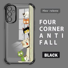 HONTINGA Samsung Galaxy A14 4g ile Uyumlu Şeffaf Kılıfı Düşüme Önleyici Basitlik Anti Düşme Kamera Korumali Kedi Desen Yumuşak Silikon Telefon Kılıfı Kadın ve Erkek Için Uygundur K3-0217
