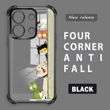 HONTINGA Xiaomi Redmi Note 13 4g ile Uyumlu Şeffaf Kılıfı Düşüme Önleyici Basitlik Anti Düşme Kamera Korumali Kedi Desen Yumuşak Silikon Telefon Kılıfı Kadın ve Erkek Için Uygundur K3-0217