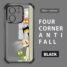 HONTINGA Xiaomi Mi 13T ile Uyumlu Şeffaf Kılıfı Düşüme Önleyici Basitlik Anti Düşme Kamera Korumali Kedi Desen Yumuşak Silikon Telefon Kılıfı Kadın ve Erkek Için Uygundur K3-0217