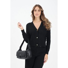 Armani Exchange Kadın Normal Kalıp V Yaka Ax Logo Detaylı Uzun Kollu Siyah Hırka XW001315 AF16619-FC101