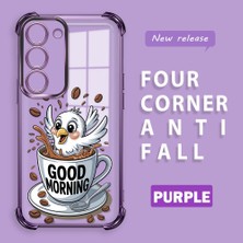 HONTINGA Samsung Galaxy S23 ile Uyumlu Şeffaf Kılıfı Düşüme Önleyici Basitlik Anti Düşme Kamera Korumali Kuş Desen Yumuşak Silikon Telefon Kılıfı Kadın ve Erkek Için Uygundur K3-0216