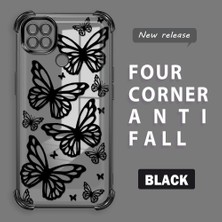 HONTINGA Xiaomi Redmi 9c ile Uyumlu Şeffaf Kılıfı Düşüme Önleyici Basitlik Anti Düşme Kamera Korumali Kelebek Desen Yumuşak Silikon Telefon Kılıfı Kadın ve Erkek Için Uygundur K3-0215