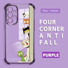 HONTINGA Samsung Galaxy A73 ile Uyumlu Şeffaf Kılıfı Düşüme Önleyici Basitlik Anti Düşme Kamera Korumali Kedi Desen Yumuşak Silikon Telefon Kılıfı Kadın ve Erkek Için Uygundur K3-0217