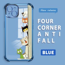 HONTINGA iPhone 15 Plus ile Uyumlu Şeffaf Kılıfı Düşüme Önleyici Basitlik Anti Düşme Kamera Korumali Kedi Desen Yumuşak Silikon Telefon Kılıfı Kadın ve Erkek Için Uygundur K3-0217