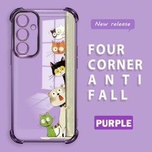 HONTINGA Samsung Galaxy A55 ile Uyumlu Şeffaf Kılıfı Düşüme Önleyici Basitlik Anti Düşme Kamera Korumali Kedi Desen Yumuşak Silikon Telefon Kılıfı Kadın ve Erkek Için Uygundur K3-0217