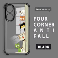 HONTINGA Realme C55 ile Uyumlu Şeffaf Kılıfı Düşüme Önleyici Basitlik Anti Düşme Kamera Korumali Kedi Desen Yumuşak Silikon Telefon Kılıfı Kadın ve Erkek Için Uygundur K3-0217