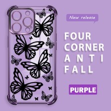 HONTINGA iPhone 14 Pro Max ile Uyumlu Şeffaf Kılıfı Düşüme Önleyici Basitlik Anti Düşme Kamera Korumali Kelebek Desen Yumuşak Silikon Telefon Kılıfı Kadın ve Erkek Için Uygundur K3-0215