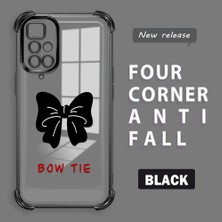 HONTINGA Xiaomi Redmi 10 2022 ile Uyumlu Şeffaf Kılıfı Düşüme Önleyici Basitlik Anti Düşme Kamera Korumali Bow Tie Desen Yumuşak Silikon Telefon Kılıfı Kadın ve Erkek Için Uygundur K3-0214