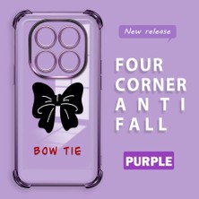 HONTINGA Xiaomi Redmi Note 14 Pro 4g ile Uyumlu Şeffaf Kılıfı Düşüme Önleyici Basitlik Anti Düşme Kamera Korumali Bow Tie Desen Yumuşak Silikon Telefon Kılıfı Kadın ve Erkek Için Uygundur K3-0214