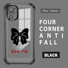 HONTINGA Xiaomi Redmi Note 10S ile Uyumlu Şeffaf Kılıfı Düşüme Önleyici Basitlik Anti Düşme Kamera Korumali Bow Tie Desen Yumuşak Silikon Telefon Kılıfı Kadın ve Erkek Için Uygundur K3-0214