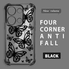 HONTINGA Xiaomi Redmi Note 13 Pro 4g ile Uyumlu Şeffaf Kılıfı Düşüme Önleyici Basitlik Anti Düşme Kamera Korumali Kelebek Desen Yumuşak Silikon Telefon Kılıfı Kadın ve Erkek Için Uygundur K3-0215