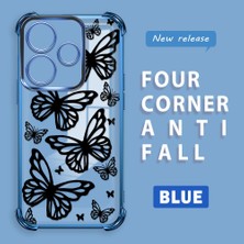 HONTINGA Xiaomi Redmi 13 ile Uyumlu Şeffaf Kılıfı Düşüme Önleyici Basitlik Anti Düşme Kamera Korumali Kelebek Desen Yumuşak Silikon Telefon Kılıfı Kadın ve Erkek Için Uygundur K3-0215