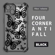 HONTINGA iPhone 13 ile Uyumlu Şeffaf Kılıfı Düşüme Önleyici Basitlik Anti Düşme Kamera Korumali Kelebek Desen Yumuşak Silikon Telefon Kılıfı Kadın ve Erkek Için Uygundur K3-0215