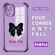 HONTINGA Xiaomi Redmi Note 10S ile Uyumlu Şeffaf Kılıfı Düşüme Önleyici Basitlik Anti Düşme Kamera Korumali Bow Tie Desen Yumuşak Silikon Telefon Kılıfı Kadın ve Erkek Için Uygundur K3-0214