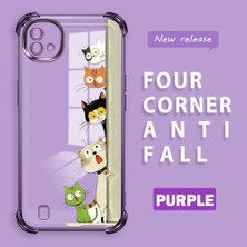 HONTINGA Realme C20 ile Uyumlu Şeffaf Kılıfı Düşüme Önleyici Basitlik Anti Düşme Kamera Korumali Kedi Desen Yumuşak Silikon Telefon Kılıfı Kadın ve Erkek Için Uygundur K3-0217