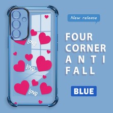 HONTINGA Samsung Galaxy A15 ile Uyumlu Şeffaf Kılıfı Düşüme Önleyici Basitlik Anti Düşme Kamera Korumali Kalp Desen Yumuşak Silikon Telefon Kılıfı Kadın ve Erkek Için Uygundur K3-0212