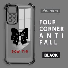 HONTINGA Xiaomi Redmi Note 11S ile Uyumlu Şeffaf Kılıfı Düşüme Önleyici Basitlik Anti Düşme Kamera Korumali Bow Tie Desen Yumuşak Silikon Telefon Kılıfı Kadın ve Erkek Için Uygundur K3-0214