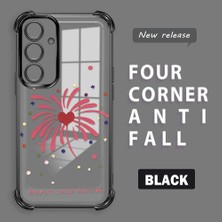 HONTINGA Samsung Galaxy S24 Fe ile Uyumlu Şeffaf Kılıfı Düşüme Önleyici Basitlik Anti Düşme Kamera Korumali Kalp Desen Yumuşak Silikon Telefon Kılıfı Kadın ve Erkek Için Uygundur K3-0213