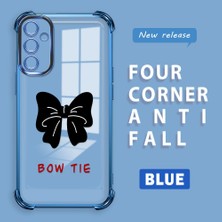HONTINGA Samsung Galaxy A14 ile Uyumlu Şeffaf Kılıfı Düşüme Önleyici Basitlik Anti Düşme Kamera Korumali Bow Tie Desen Yumuşak Silikon Telefon Kılıfı Kadın ve Erkek Için Uygundur K3-0214