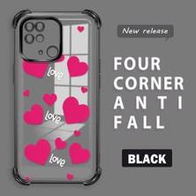 HONTINGA Xiaomi Redmi 10C ile Uyumlu Şeffaf Kılıfı Düşüme Önleyici Basitlik Anti Düşme Kamera Korumali Kalp Desen Yumuşak Silikon Telefon Kılıfı Kadın ve Erkek Için Uygundur K3-0212