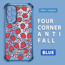 HONTINGA Samsung Galaxy A13 ile Uyumlu Şeffaf Kılıfı Düşüme Önleyici Basitlik Anti Düşme Kamera Korumali Çilek Desen Yumuşak Silikon Telefon Kılıfı Kadın ve Erkek Için Uygundur K3-0210