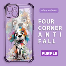 HONTINGA iPhone 14 Plus ile Uyumlu Şeffaf Kılıfı Düşüme Önleyici Basitlik Anti Düşme Kamera Korumali Boyalı Köpek Desen Yumuşak Silikon Telefon Kılıfı Kadın ve Erkek Için Uygundur K3-0209