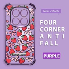 HONTINGA Xiaomi Redmi Note 14 Pro 4g ile Uyumlu Şeffaf Kılıfı Düşüme Önleyici Basitlik Anti Düşme Kamera Korumali Çilek Desen Yumuşak Silikon Telefon Kılıfı Kadın ve Erkek Için Uygundur K3-0210