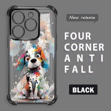 HONTINGA Tecno Spark 20C ile Uyumlu Şeffaf Kılıfı Düşüme Önleyici Basitlik Anti Düşme Kamera Korumali Boyalı Köpek Desen Yumuşak Silikon Telefon Kılıfı Kadın ve Erkek Için Uygundur K3-0209