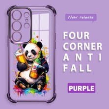 HONTINGA Samsung Galaxy S24 Ultra ile Uyumlu Şeffaf Kılıfı Düşüme Önleyici Basitlik Anti Düşme Kamera Korumali Panda Desen Yumuşak Silikon Telefon Kılıfı Kadın ve Erkek Için Uygundur K3-0208