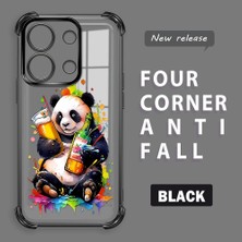 HONTINGA Xiaomi Redmi Note 13 4g ile Uyumlu Şeffaf Kılıfı Düşüme Önleyici Basitlik Anti Düşme Kamera Korumali Panda Desen Yumuşak Silikon Telefon Kılıfı Kadın ve Erkek Için Uygundur K3-0208