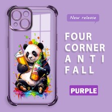 HONTINGA iPhone 13 ile Uyumlu Şeffaf Kılıfı Düşüme Önleyici Basitlik Anti Düşme Kamera Korumali Panda Desen Yumuşak Silikon Telefon Kılıfı Kadın ve Erkek Için Uygundur K3-0208
