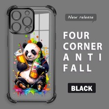 HONTINGA iPhone 14 Pro Max ile Uyumlu Şeffaf Kılıfı Düşüme Önleyici Basitlik Anti Düşme Kamera Korumali Panda Desen Yumuşak Silikon Telefon Kılıfı Kadın ve Erkek Için Uygundur K3-0208