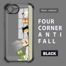 HONTINGA iPhone 16E ile Uyumlu Şeffaf Kılıfı Düşüme Önleyici Basitlik Anti Düşme Kamera Korumali Kedi Desen Yumuşak Silikon Telefon Kılıfı Kadın ve Erkek Için Uygundur K3-0217