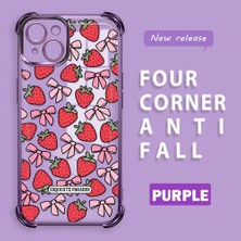 HONTINGA iPhone 14 Plus ile Uyumlu Şeffaf Kılıfı Düşüme Önleyici Basitlik Anti Düşme Kamera Korumali Çilek Desen Yumuşak Silikon Telefon Kılıfı Kadın ve Erkek Için Uygundur K3-0210