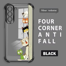 HONTINGA Samsung Galaxy S21 Fe 5g ile Uyumlu Şeffaf Kılıfı Düşüme Önleyici Basitlik Anti Düşme Kamera Korumali Kedi Desen Yumuşak Silikon Telefon Kılıfı Kadın ve Erkek Için Uygundur K3-0217