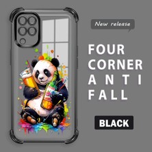 HONTINGA Samsung Galaxy M12 ile Uyumlu Şeffaf Kılıfı Düşüme Önleyici Basitlik Anti Düşme Kamera Korumali Panda Desen Yumuşak Silikon Telefon Kılıfı Kadın ve Erkek Için Uygundur K3-0208