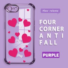 HONTINGA iPhone 7 ile Uyumlu Şeffaf Kılıfı Düşüme Önleyici Basitlik Anti Düşme Kamera Korumali Kalp Desen Yumuşak Silikon Telefon Kılıfı Kadın ve Erkek Için Uygundur K3-0212