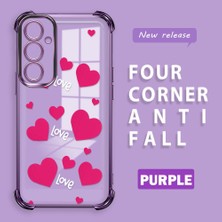 HONTINGA Samsung Galaxy A24 ile Uyumlu Şeffaf Kılıfı Düşüme Önleyici Basitlik Anti Düşme Kamera Korumali Kalp Desen Yumuşak Silikon Telefon Kılıfı Kadın ve Erkek Için Uygundur K3-0212