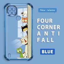 HONTINGA Realme C21 ile Uyumlu Şeffaf Kılıfı Düşüme Önleyici Basitlik Anti Düşme Kamera Korumali Kedi Desen Yumuşak Silikon Telefon Kılıfı Kadın ve Erkek Için Uygundur K3-0217