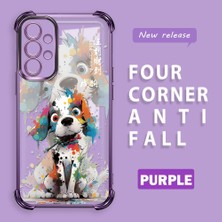 HONTINGA Samsung Galaxy A73 ile Uyumlu Şeffaf Kılıfı Düşüme Önleyici Basitlik Anti Düşme Kamera Korumali Boyalı Köpek Desen Yumuşak Silikon Telefon Kılıfı Kadın ve Erkek Için Uygundur K3-0209