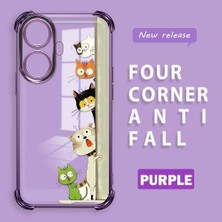 HONTINGA Realme C55 ile Uyumlu Şeffaf Kılıfı Düşüme Önleyici Basitlik Anti Düşme Kamera Korumali Kedi Desen Yumuşak Silikon Telefon Kılıfı Kadın ve Erkek Için Uygundur K3-0217