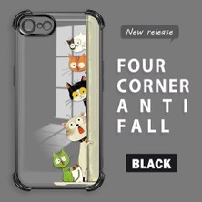 HONTINGA iPhone 7 ile Uyumlu Şeffaf Kılıfı Düşüme Önleyici Basitlik Anti Düşme Kamera Korumali Kedi Desen Yumuşak Silikon Telefon Kılıfı Kadın ve Erkek Için Uygundur K3-0217