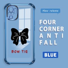 HONTINGA Xiaomi Redmi Note 10S ile Uyumlu Şeffaf Kılıfı Düşüme Önleyici Basitlik Anti Düşme Kamera Korumali Bow Tie Desen Yumuşak Silikon Telefon Kılıfı Kadın ve Erkek Için Uygundur K3-0214