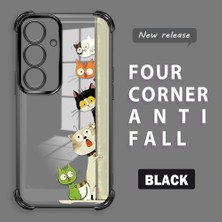 HONTINGA Samsung Galaxy S25 ile Uyumlu Şeffaf Kılıfı Düşüme Önleyici Basitlik Anti Düşme Kamera Korumali Kedi Desen Yumuşak Silikon Telefon Kılıfı Kadın ve Erkek Için Uygundur K3-0217