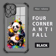 HONTINGA Samsung Galaxy M33 5g ile Uyumlu Şeffaf Kılıfı Düşüme Önleyici Basitlik Anti Düşme Kamera Korumali Panda Desen Yumuşak Silikon Telefon Kılıfı Kadın ve Erkek Için Uygundur K3-0208